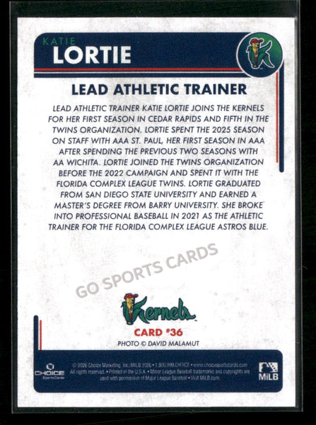 2026 Cedar Rapids Kernels Katie Lortie