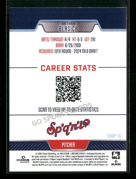 2026 Spokane Indians Nathan Blasick