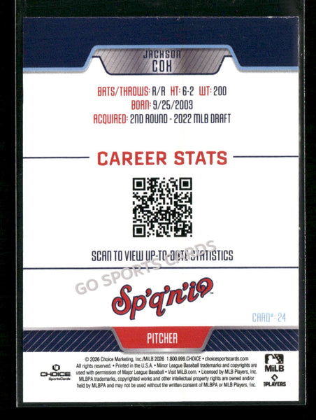 2026 Spokane Indians Jackson Cox