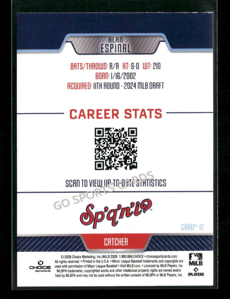 2026 Spokane Indians Alan Espinal