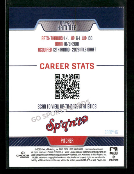 2026 Spokane Indians Bryson Hammer