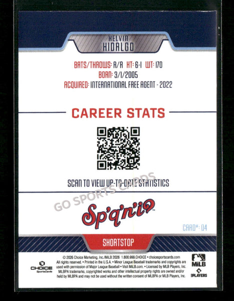 2026 Spokane Indians Kelvin Hidalgo