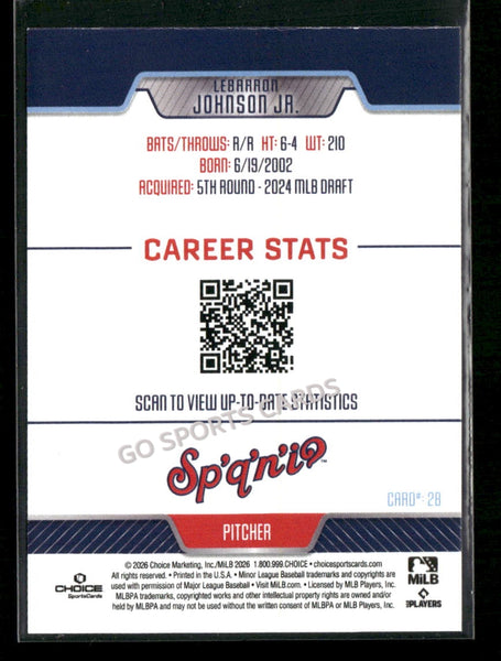 2026 Spokane Indians Lebarron Johnson Jr