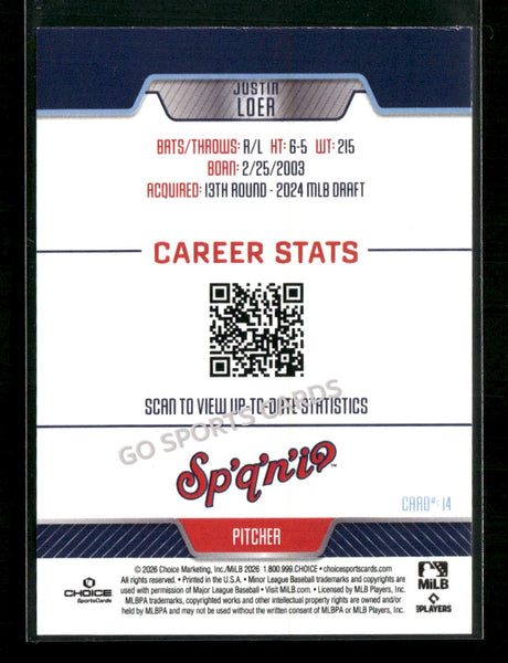 2026 Spokane Indians Justin Loer