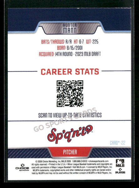 2026 Spokane Indians Hunter Mann