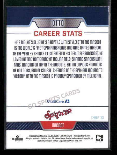 2026 Spokane Indians Otto Mascot