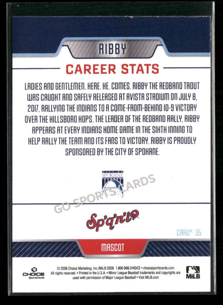 2026 Spokane Indians Ribby Mascot