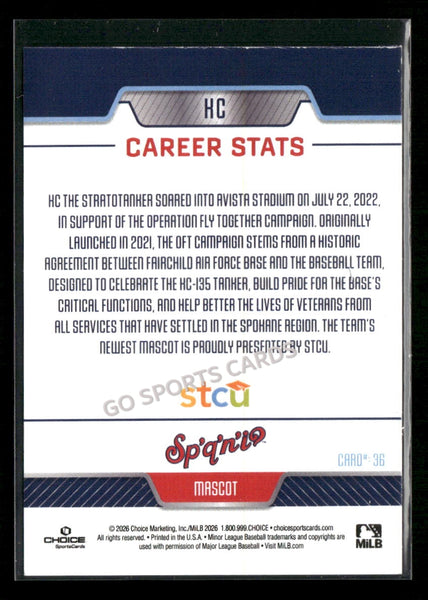2026 Spokane Indians KC Mascot