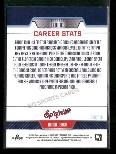 2026 Spokane Indians Edgardo Lebron