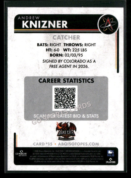 2026 Albuquerque Isotopes Andrew Knizner
