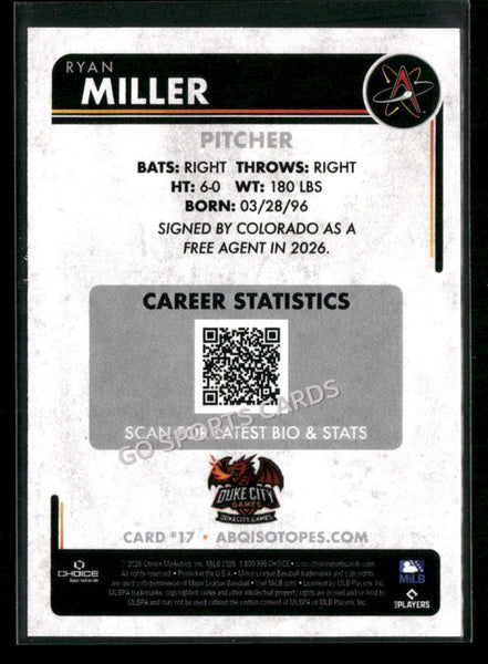 2026 Albuquerque Isotopes Ryan Miller