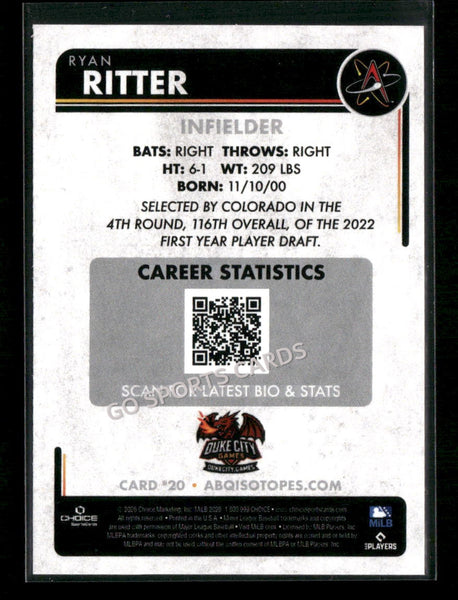 2026 Albuquerque Isotopes Ryan Ritter