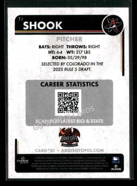 2026 Albuquerque Isotopes TJ Shook