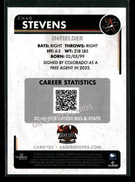 2026 Albuquerque Isotopes Chad Stevens
