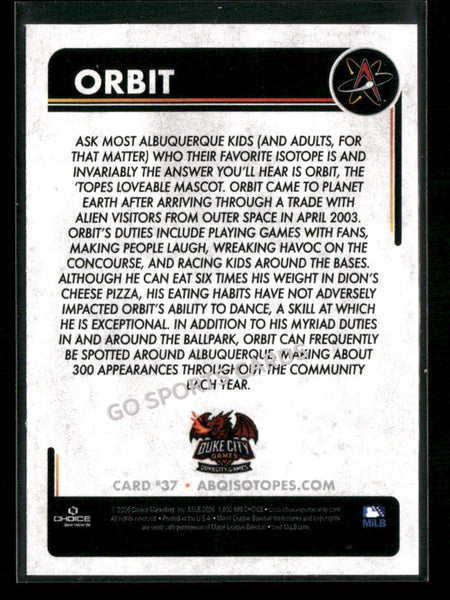 2026 Albuquerque Isotopes Orbit Mascot
