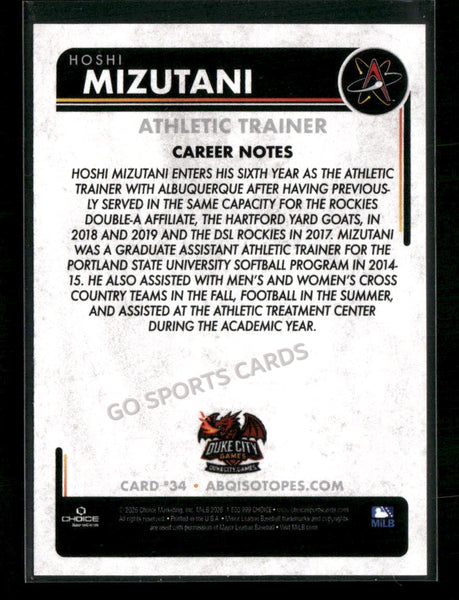 2026 Albuquerque Isotopes Hoshi Mizutani