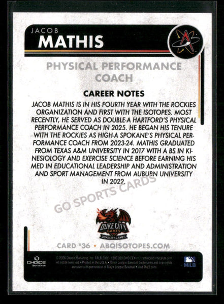 2026 Albuquerque Isotopes Jacob Mathis