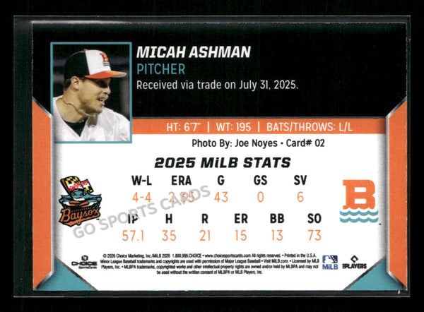 2026 Chesapeake Baysox Micah Ashman