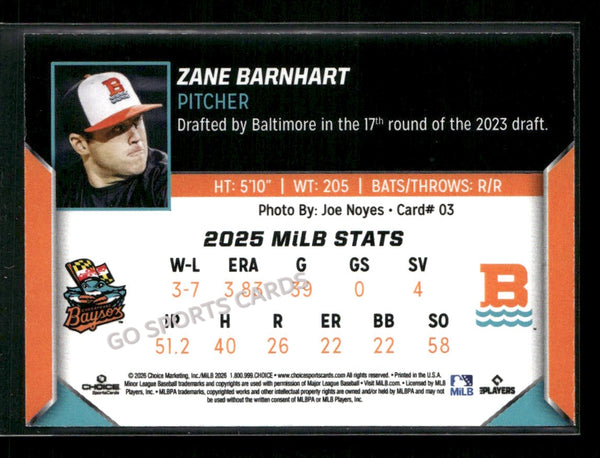 2026 Chesapeake Baysox Zane Barnhart
