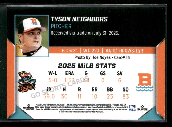 2026 Chesapeake Baysox Tyson Neighbors