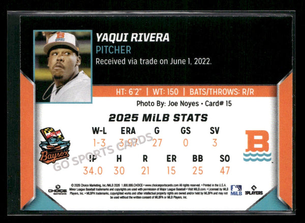 2026 Chesapeake Baysox Yaqui Rivera