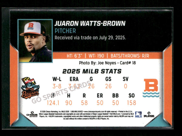 2026 Chesapeake Baysox Juaron Watts Brown