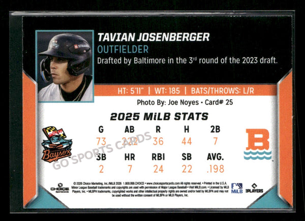 2026 Chesapeake Baysox Tavian Josenberger