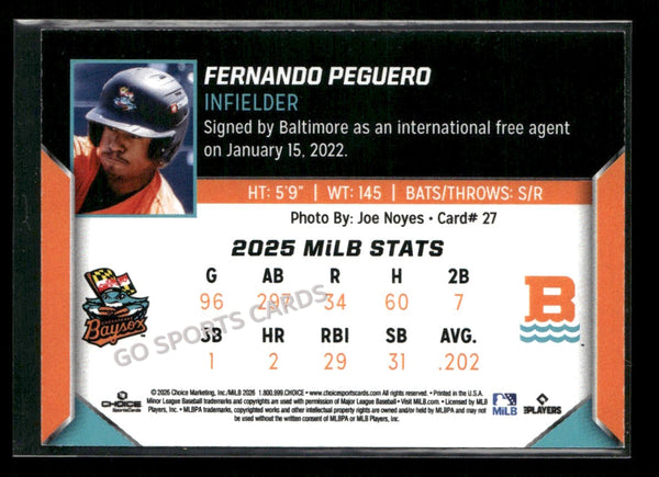 2026 Chesapeake Baysox Fernando Peguero