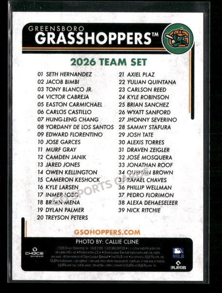 2026 Greensboro Grasshoppers Header Checklist