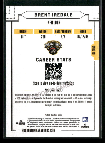 2026 Bradenton Marauders Brent Iredale