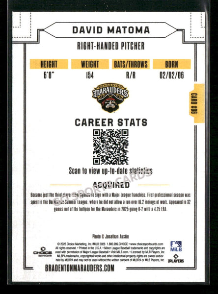 2026 Bradenton Marauders David Matoma