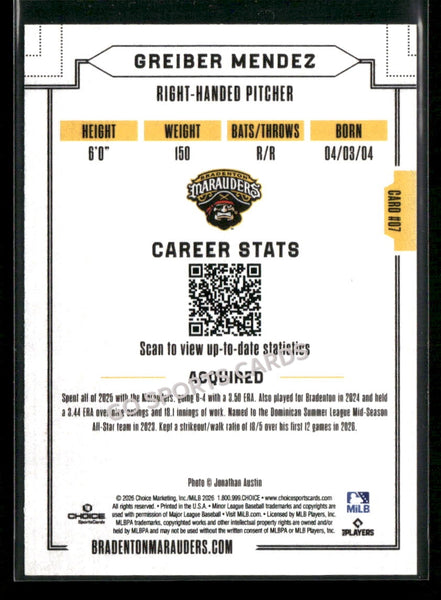 2026 Bradenton Marauders Greiber Mendez