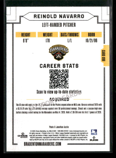 2026 Bradenton Marauders Reinold Navarro