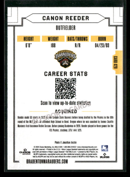 2026 Bradenton Marauders Canon Reeder