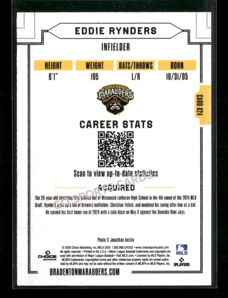 2026 Bradenton Marauders Eddie Rynders