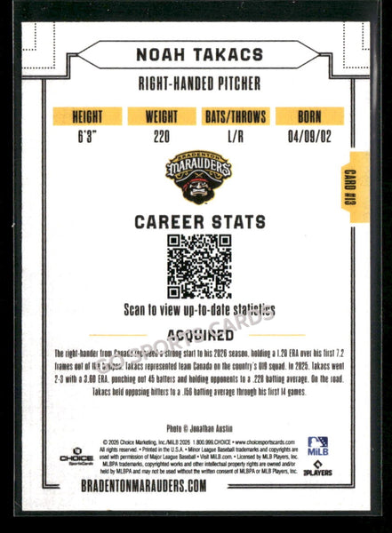 2026 Bradenton Marauders Noah Takacs