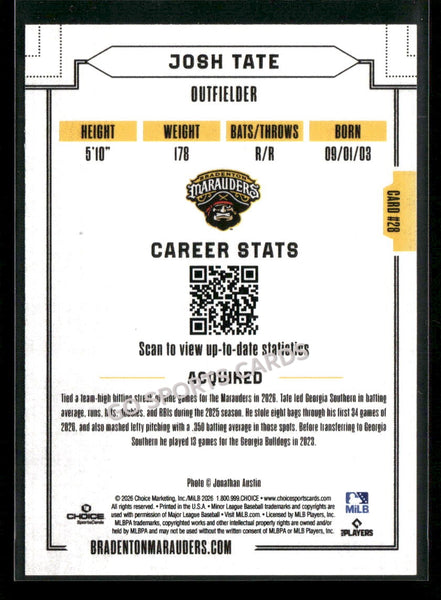 2026 Bradenton Marauders Josh Tate