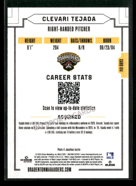 2026 Bradenton Marauders Clevari Tejada