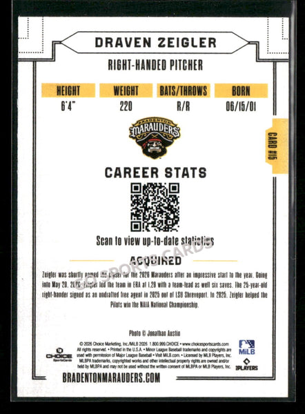 2026 Bradenton Marauders Draven Zeigler