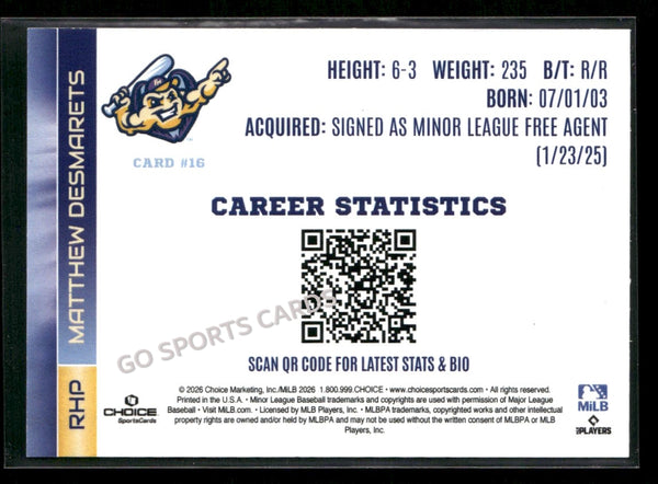 2026 Fort Myers Mighty Mussels Matthew Desmarets