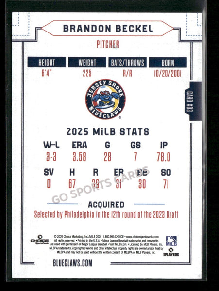 2026 Jersey Shore BlueClaws Brandon Beckel