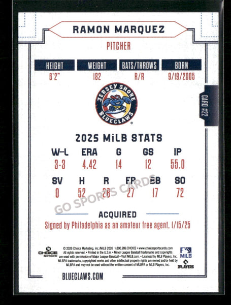 2026 Jersey Shore BlueClaws Ramon Marquez