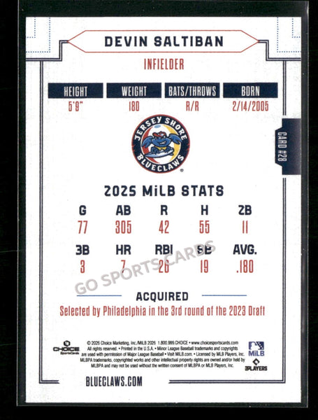 2026 Jersey Shore BlueClaws Devin Saltiban