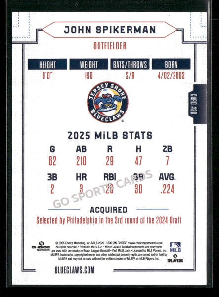 2026 Jersey Shore BlueClaws John Spikerman
