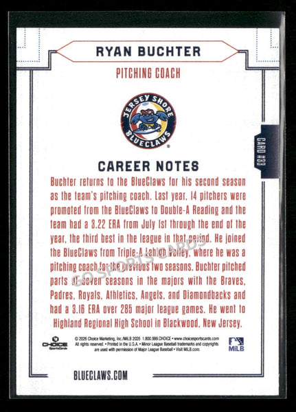 2026 Jersey Shore BlueClaws Ryan Buchter
