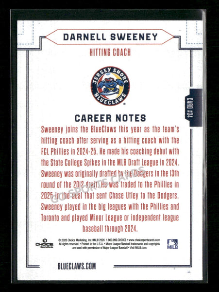 2026 Jersey Shore BlueClaws Darnell Sweeney