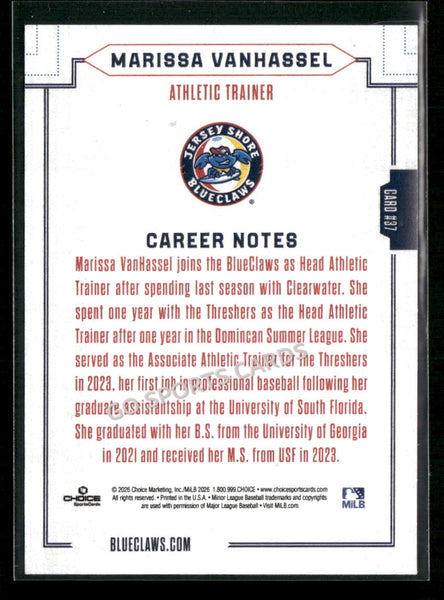2026 Jersey Shore BlueClaws Marissa Vanhassel