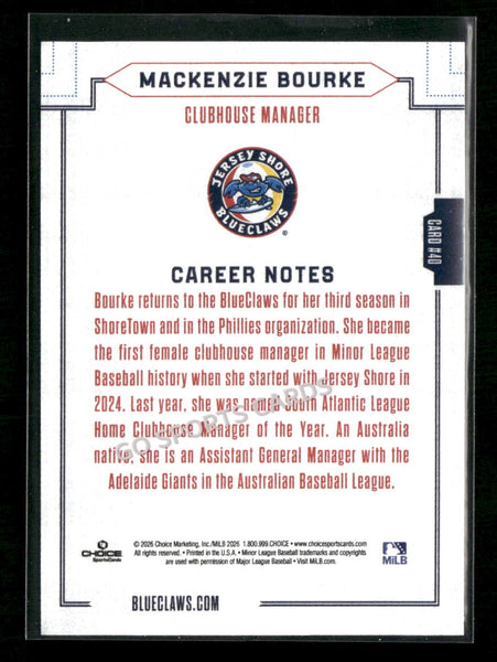2026 Jersey Shore BlueClaws Mackenzie Bourke