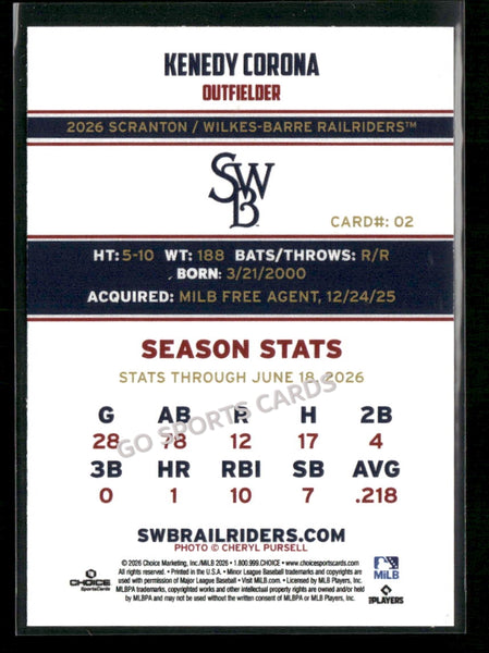 2026 Scranton Wilkes Barre RailRiders Kenedy Corona