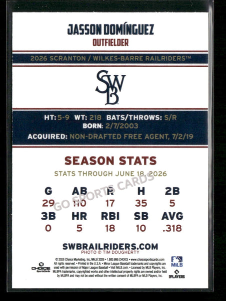 2026 Scranton Wilkes Barre RailRiders Jasson Dominguez